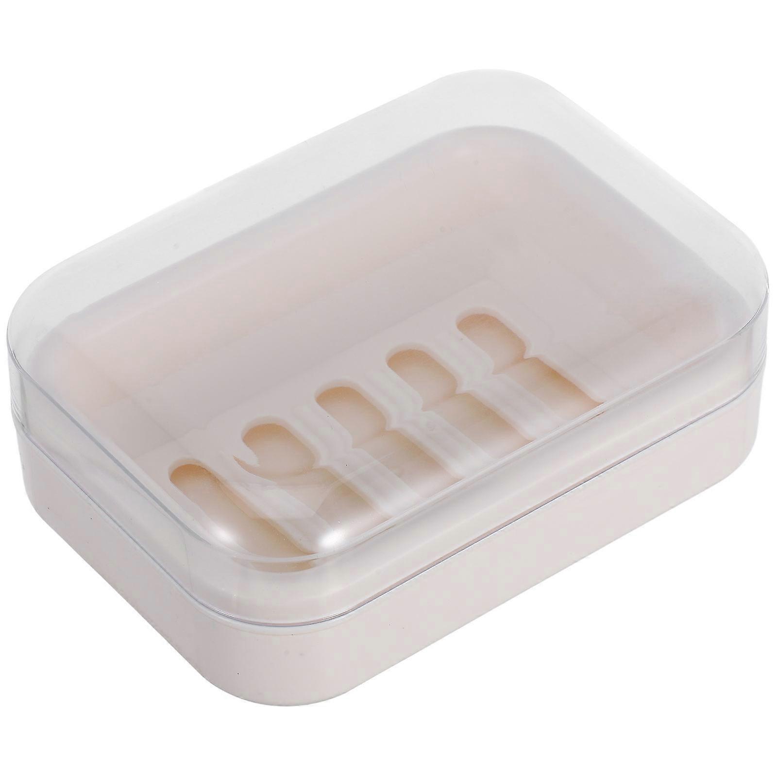 Plastic Soap Holder Beige Soap Dish for Bathroom 2Pcs with Drain System