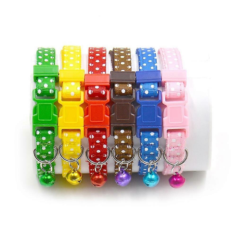 Bell Collar Pet Polka Dots Small Cat and Dog Collar with Bell 1.0cm Width