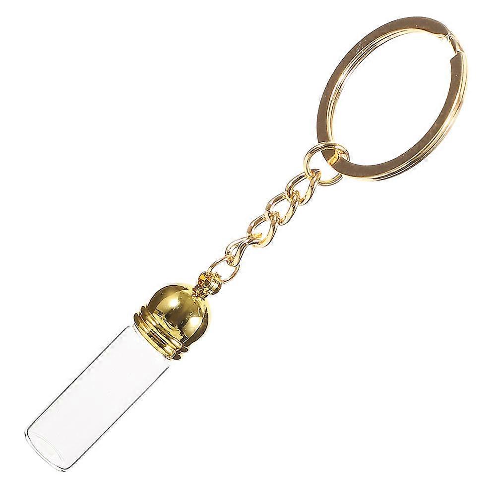 5Pcs Small Glass Bottle Keychain for Storage Use Golden Perfume Pendant