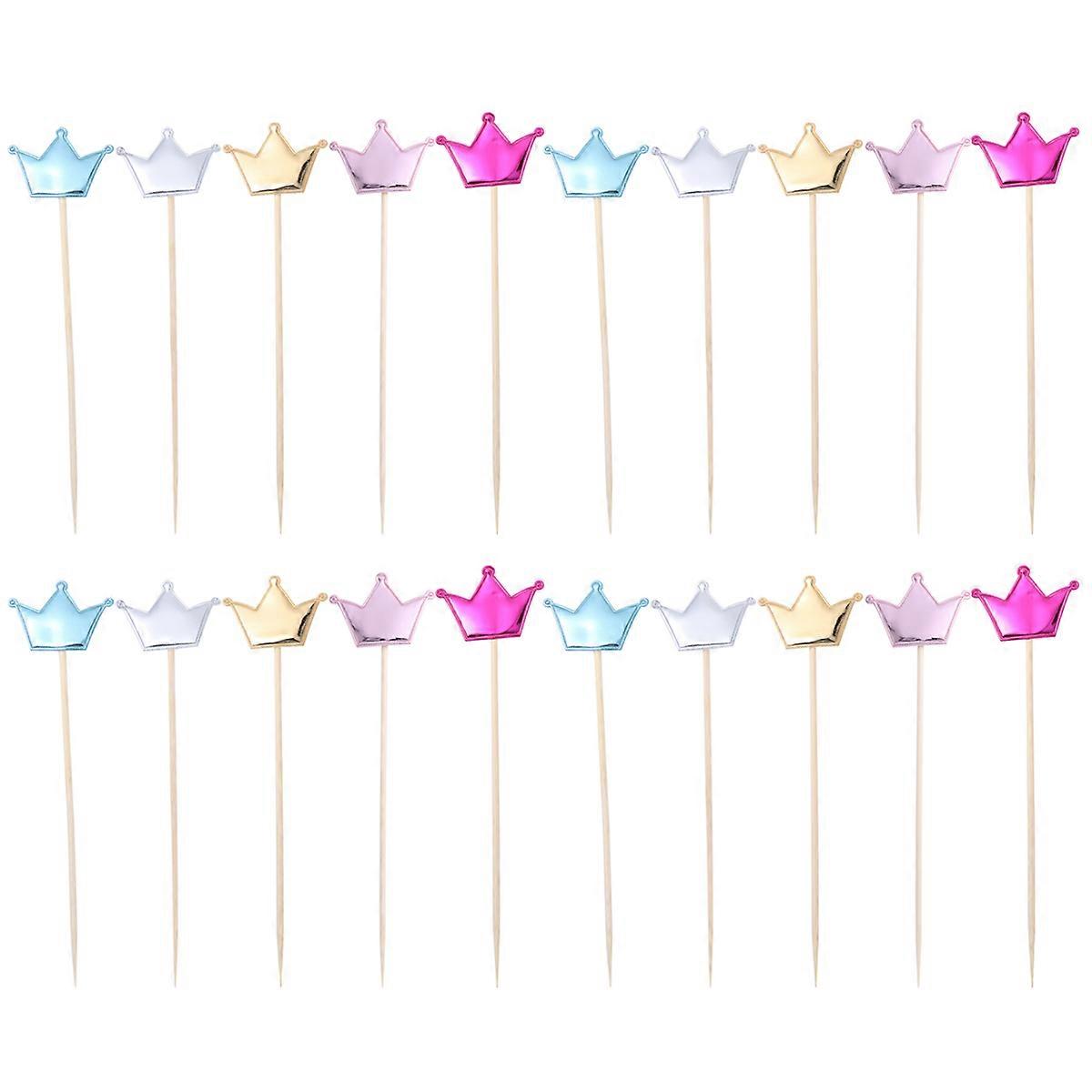 Cake Decorations Crown Picks for Birthday Use 50Pcs Assorted Colors