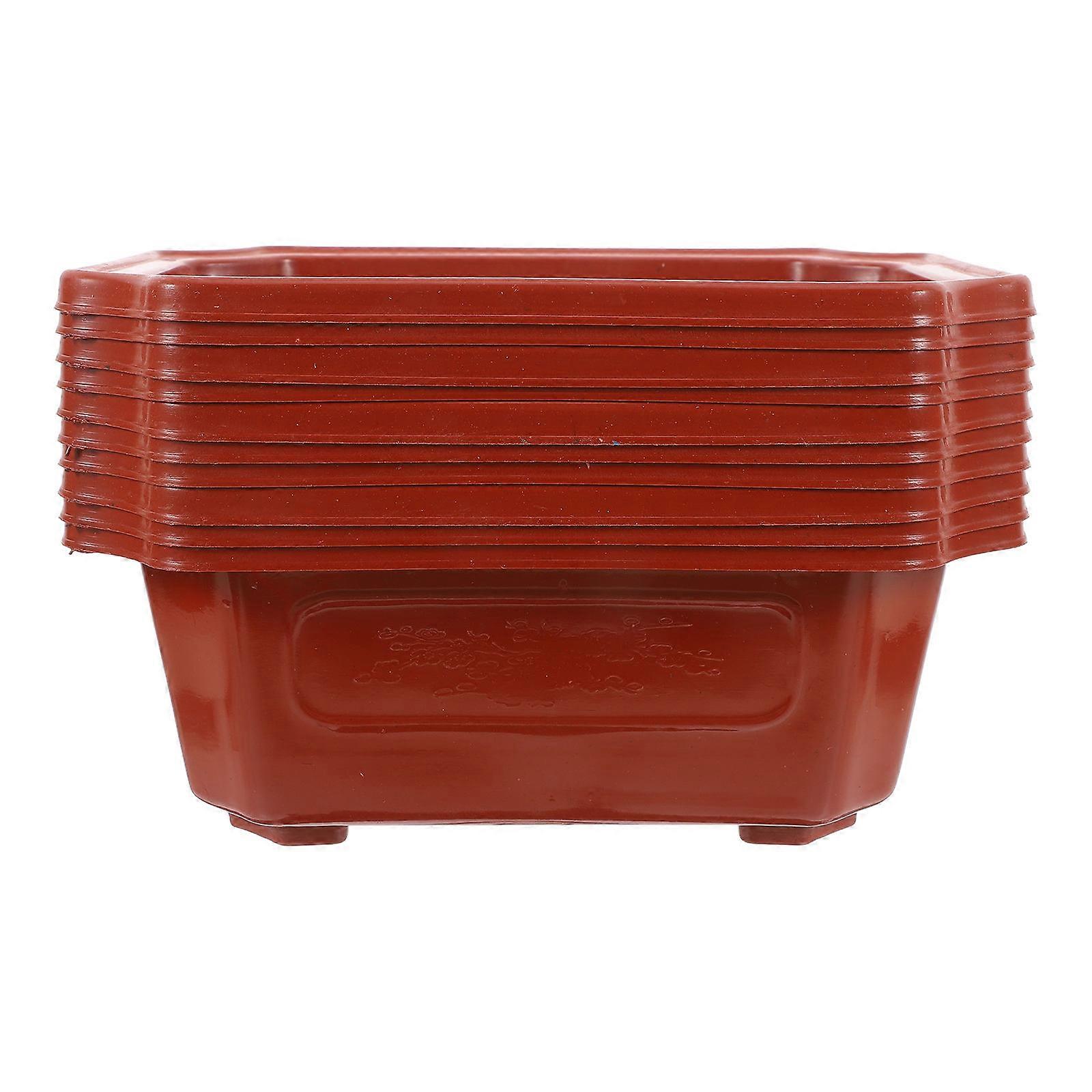 Red Plastic Bonsai Pot for Gardening with 40Pcs Rectangular Containers