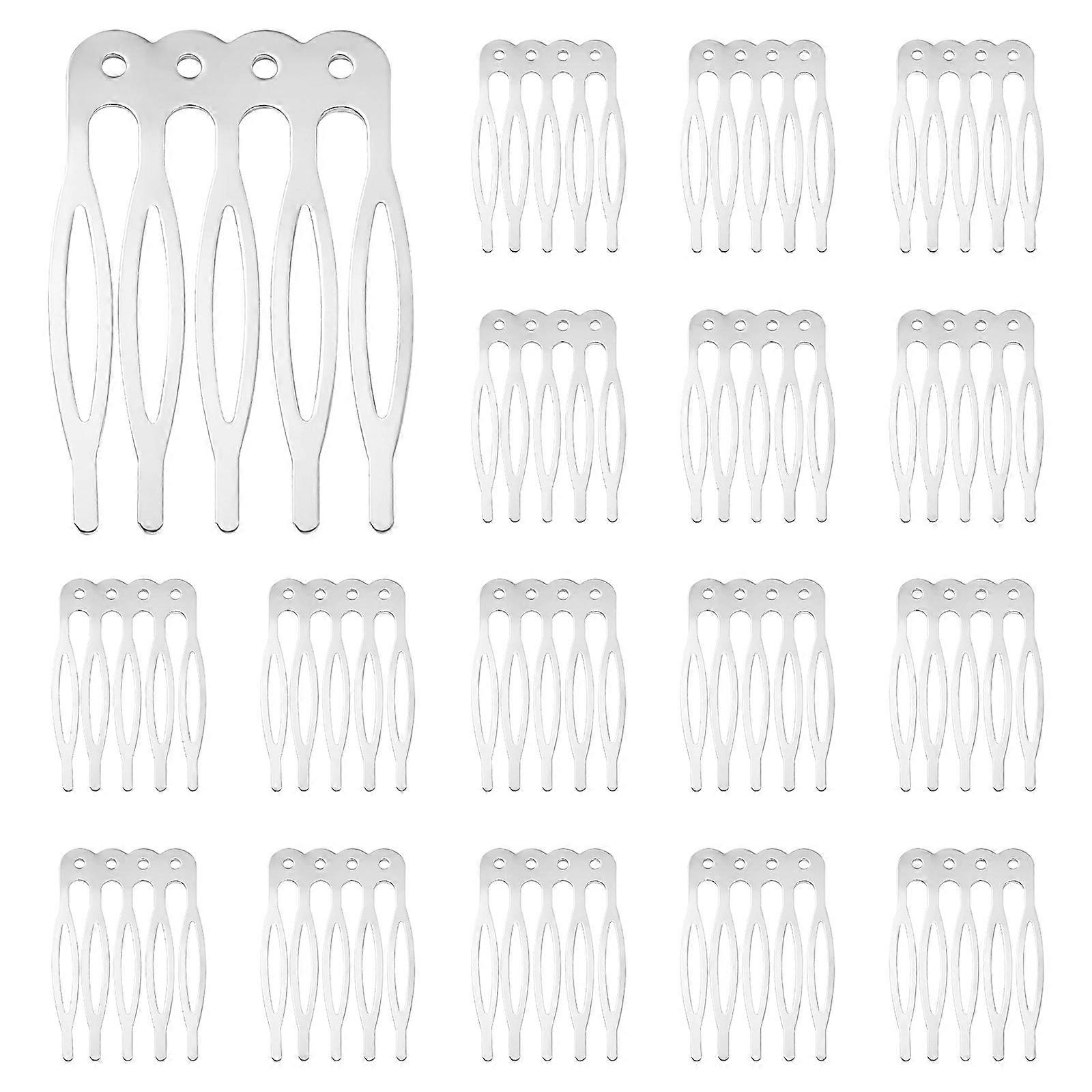 Tuck Combs Hair Accessories Five Teeth Combs 50Pcs Silver DIY Set