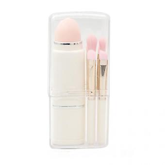Veeki 8-in-one makeup brush set, retractable loose powder puff sponge egg, eye brush transparent box packagingWhite