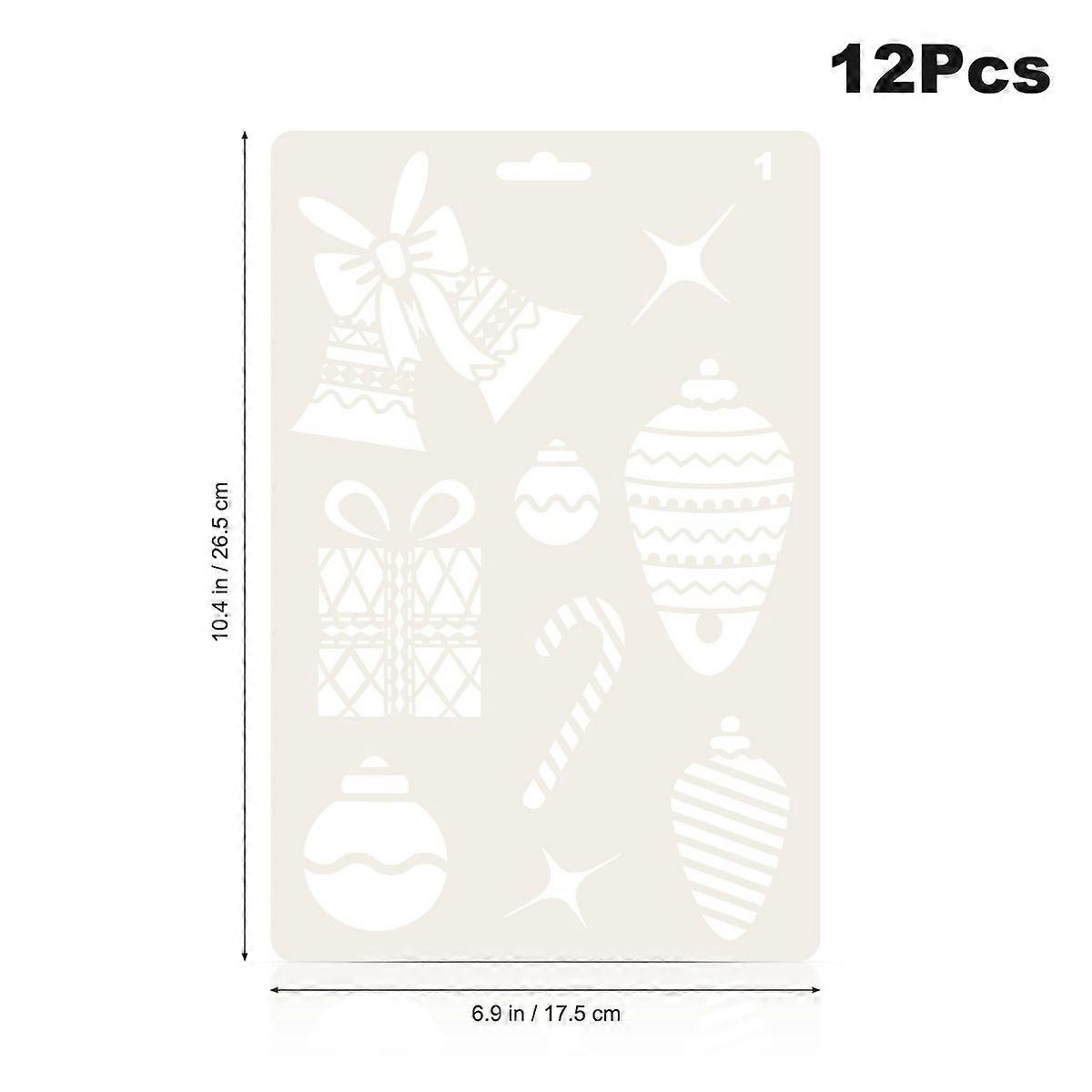 Waterproof And Washable 2Pcs Christmas Stencils Great For Scrapbooking Journal And Card Making In A Beautiful Beige Color