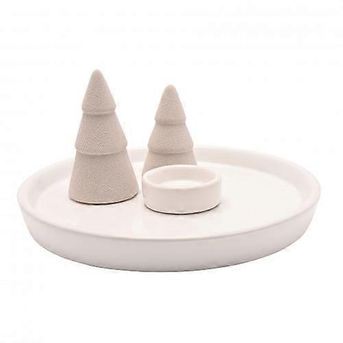 Candle Tray with Christmas Trees - 21cm