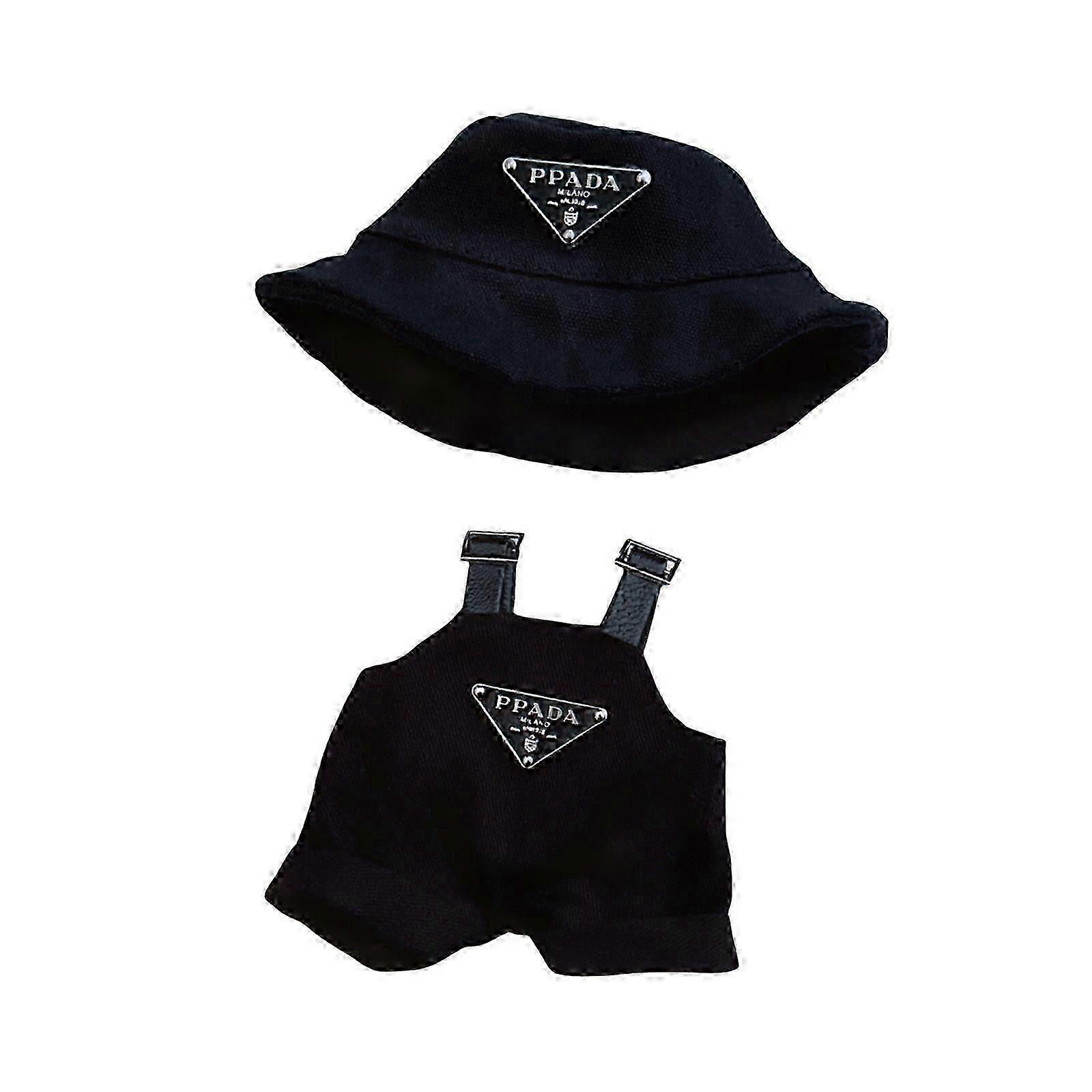 Dockkläder Set för 15-17cm dockor inklusive svart hinkhatt och overaller för Dress up Game Doll Tillbehör brun brun brun brun brun