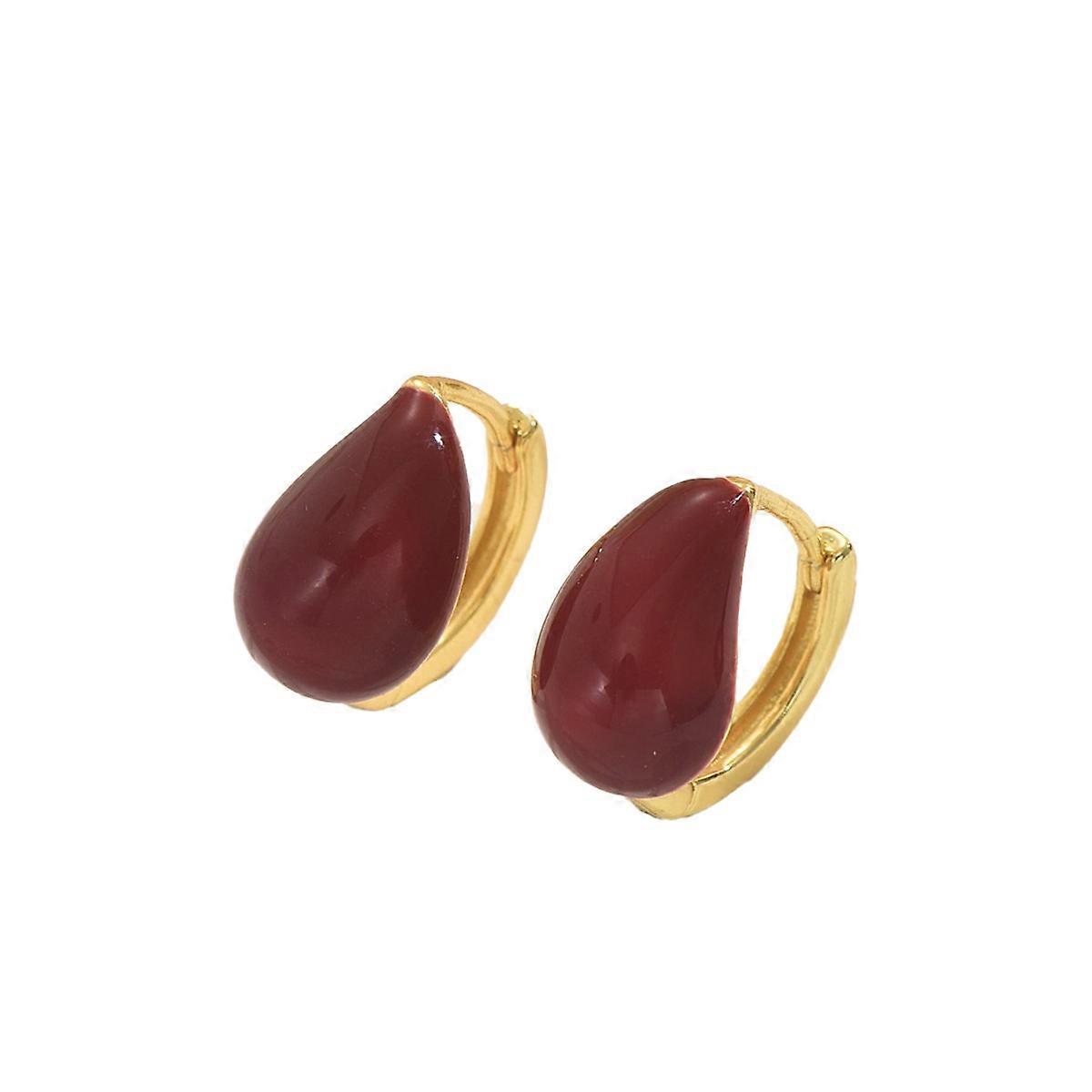 Earrings, Simple Gemstone Inlaid Geometric Water Drop Design Elegant Versatile Women's Clip-on Earrings
