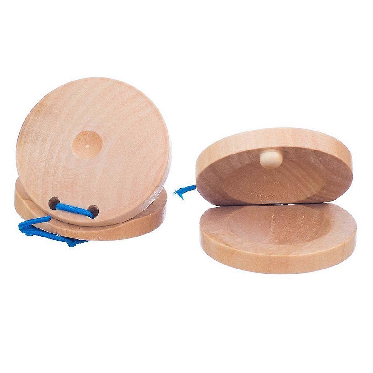 Finger Castanet Wooden Finger-Size Castanet for Kids Playing 2Pcs Khaki