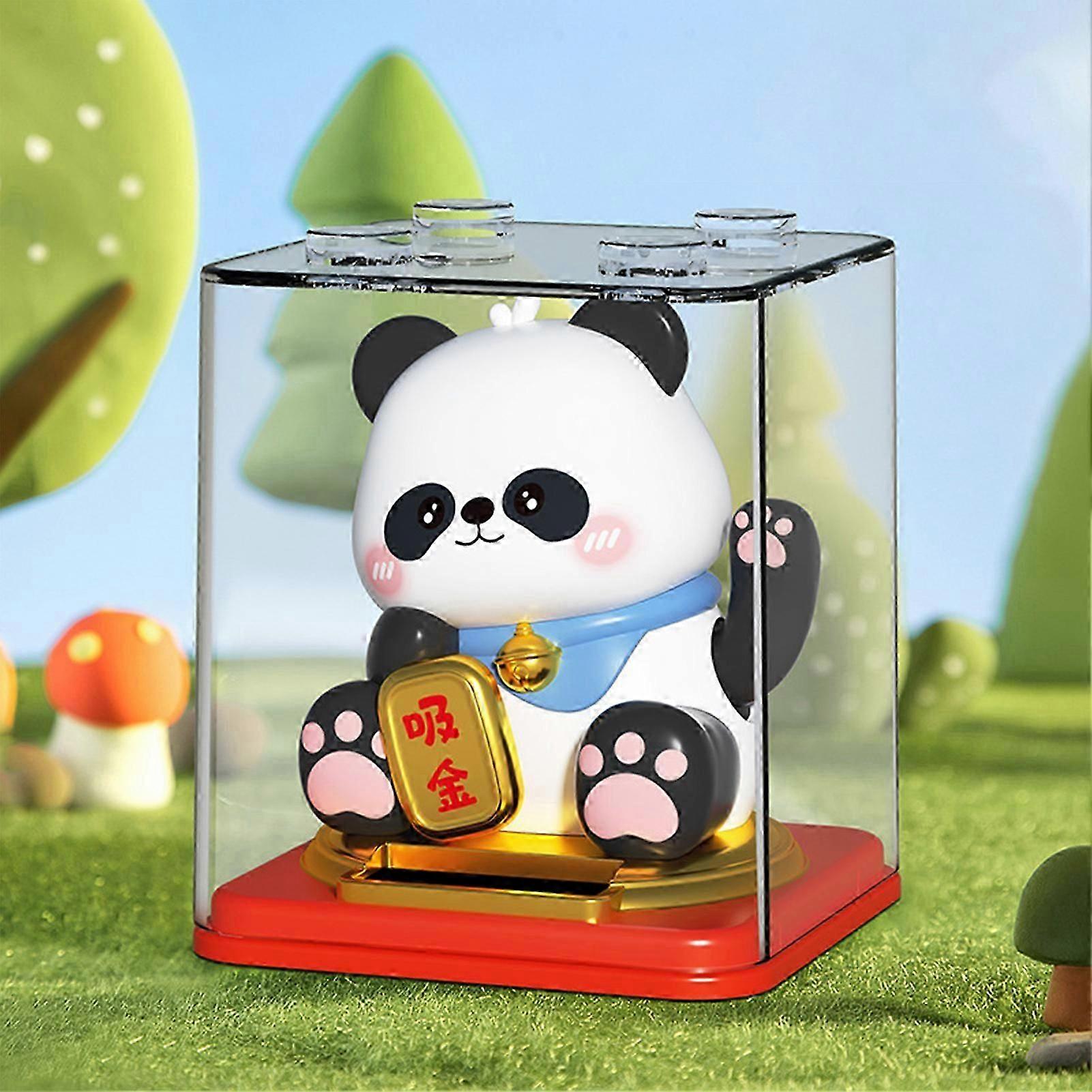 Solar lucky panda car dashboard decor figurine implies auspiciousness auto [jkw]