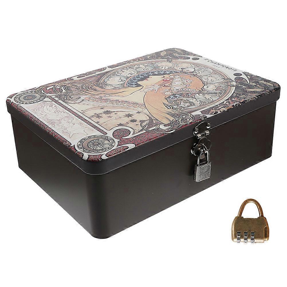 Classic Designed Vintage Trinket Box Keepsake Storage Case With Lock For Travel 1Set