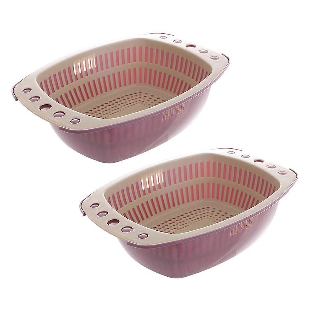 Plastic Drain Baskets Kitchen Multifunction Drain Basket for 4Pcs Purple