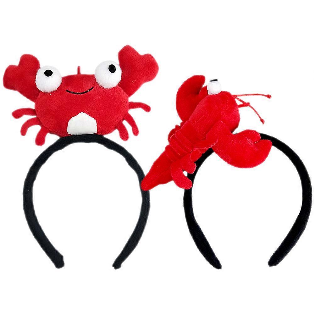 Red Plush Crab Headband Seafood Theme Headbands for Decor 4Pcs Set