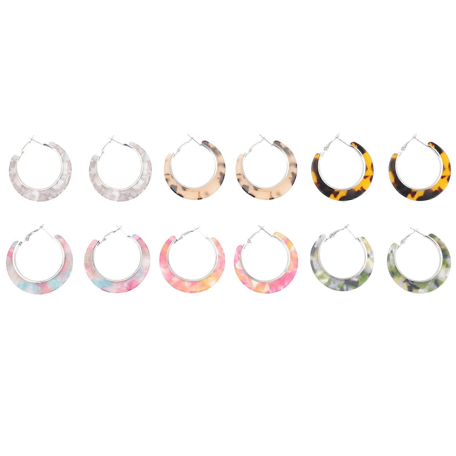 Pendant Earrings for Women Assorted Color Dangle Loop Earrings 18Pairs
