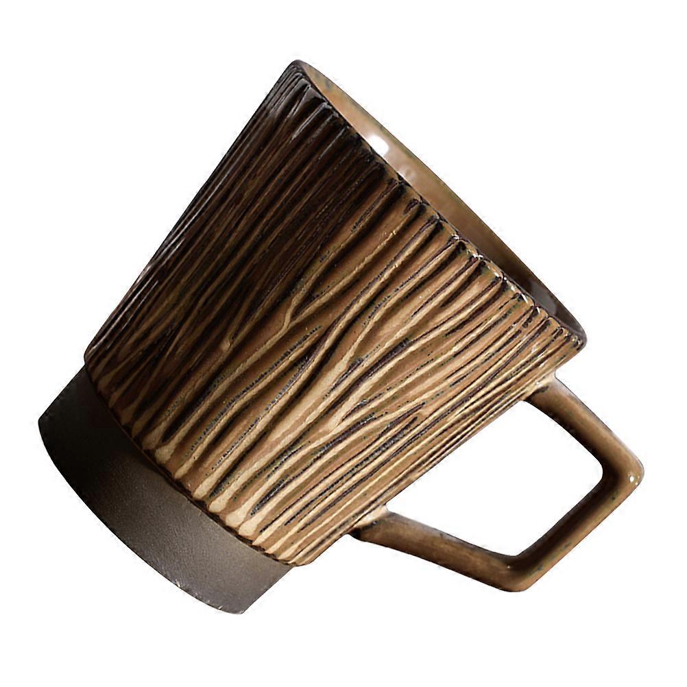 Handheld Beverage Cup Ceramic Milk Mug for Drinking 2Pcs Light Brown