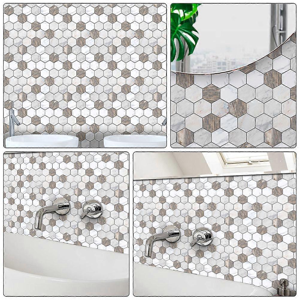 Removable Marble Tile Sticker PVC Wallpaper for Home 10Pcs Light Grey Set