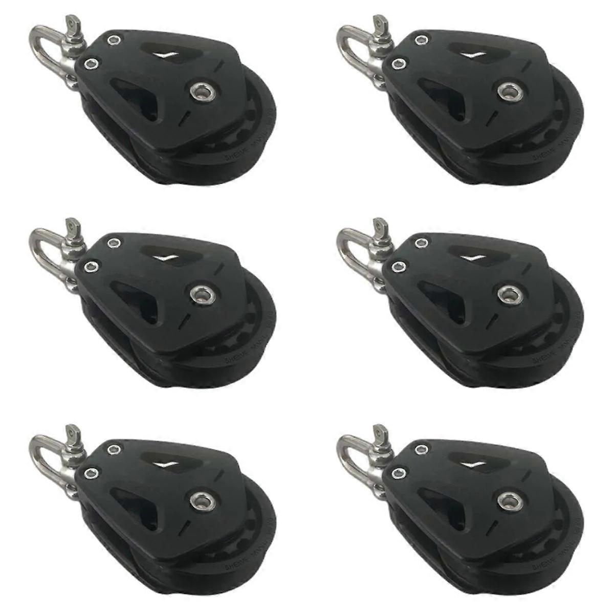6X High Load Sheave Block Universal-Head Single Pulley Swivel Shackle Sailboat Plain Bearing Block R