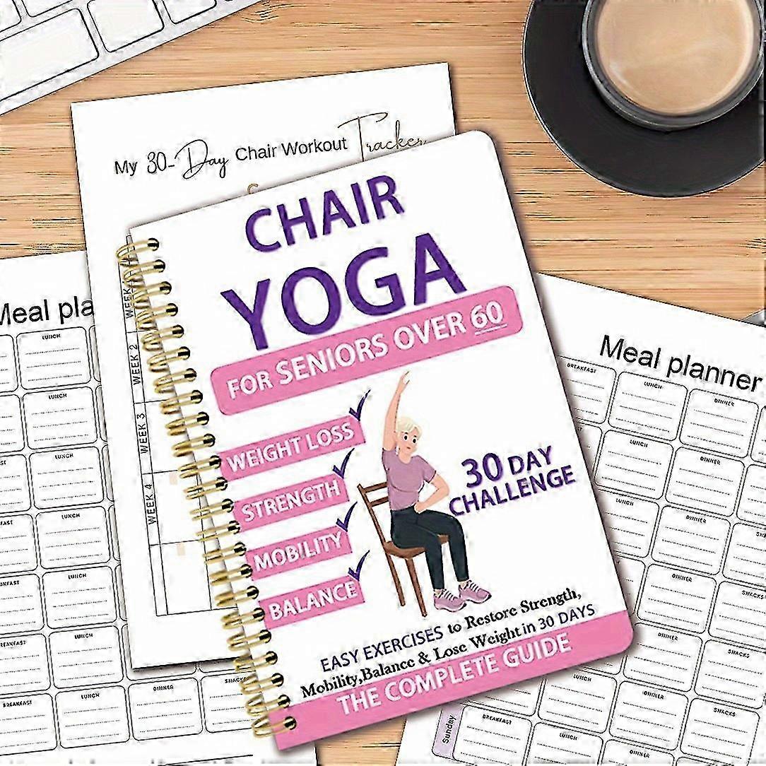Enhanced Chair Yoga Pattern Notebook for Seniors: 28-Day Guide with Illustrations & Tips