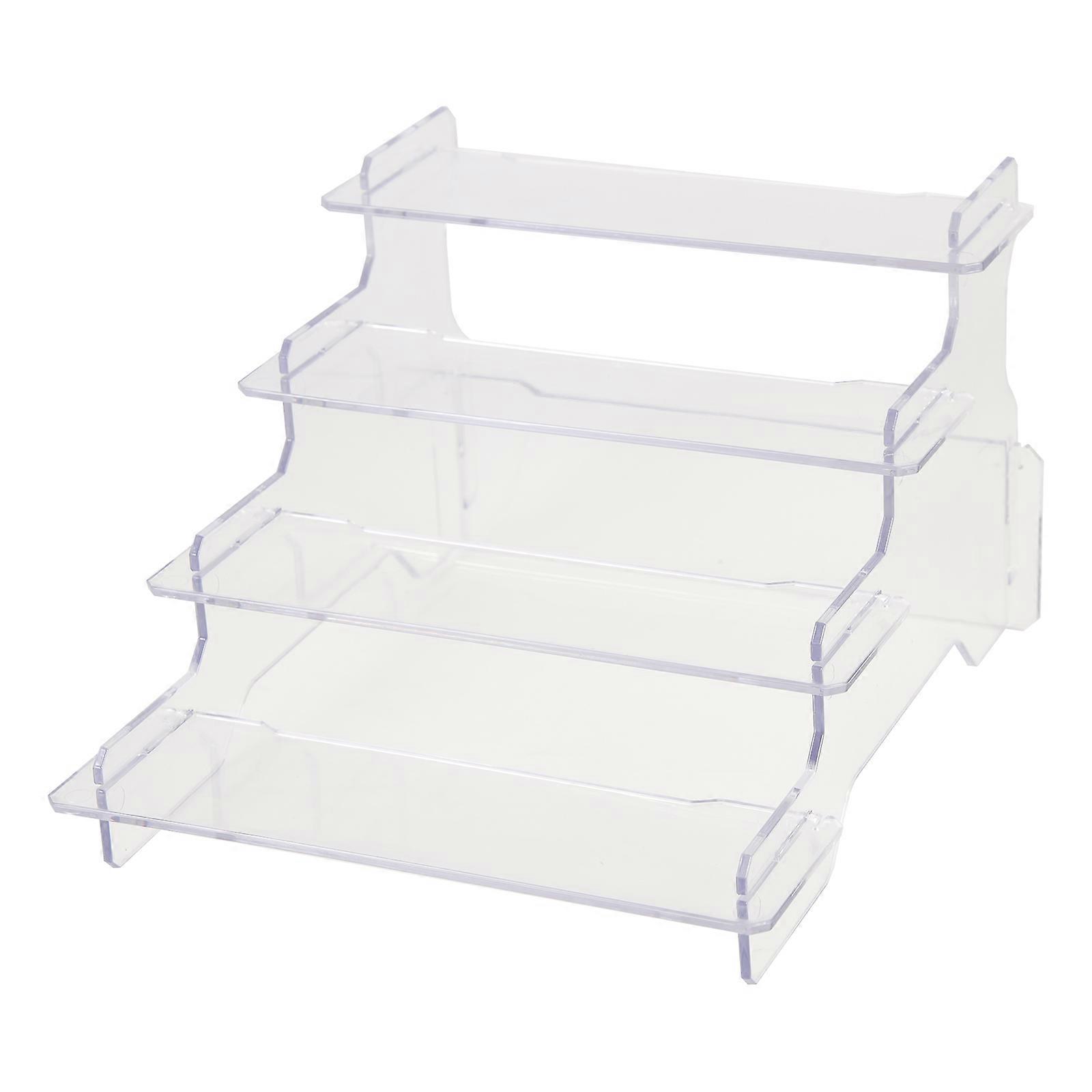 Transparent Plastic Display Stand Four-Tier Riser Shelf for Storage 3Pcs