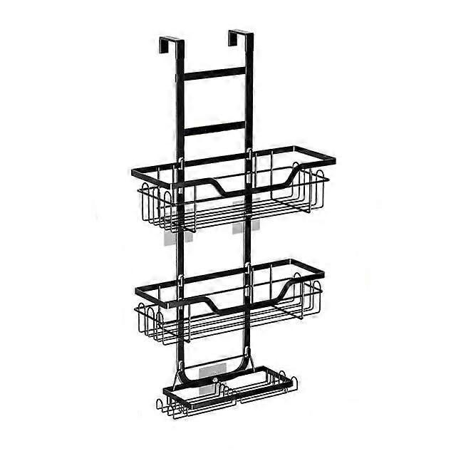 3 Tier Over The Door Bathroom Shower Caddy With Soap Holders And Hooks Black Finish No Drilling Required Door Organizer