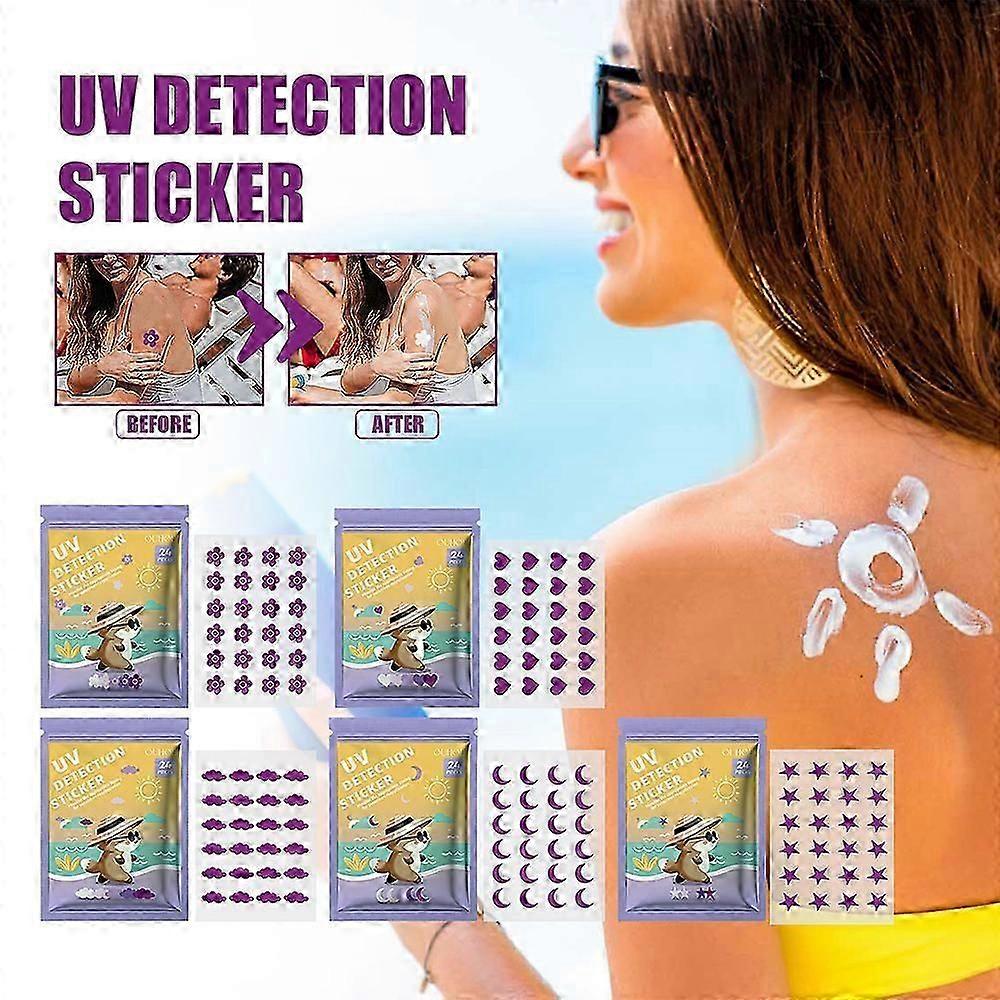 UV Suncreen Stickers for Kids Adults, Ultra-Violet Protection Detection Patches, Sunburn UVA/UVB Alert Stickers, 24 Counts