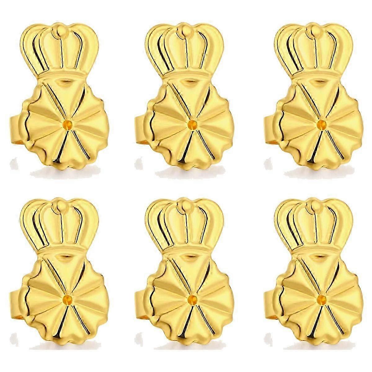 3-Pairs Earring Backs,Earring Backs Lifter for Heavy Earrings, Adjustable Hypoallergenic Secure Earring Backs(Gold)