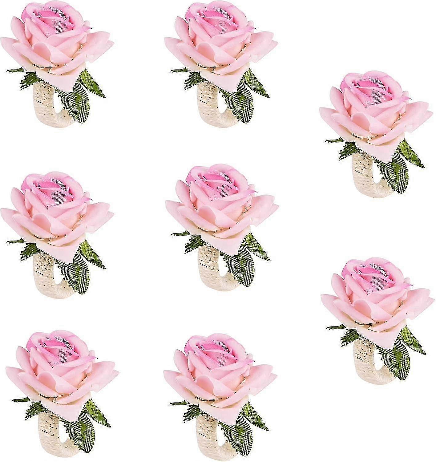 2025 Pack Napkin Rings Faux Rose Table Decorations