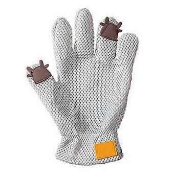 Handschoen voor het verwijderen van katten- en hondenhaar, siliconen borstel voor bad, massage, verzorging, verharing, rechtshandig, grijs, 26 stuks