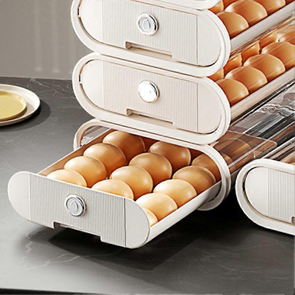 Egg Storage Box Odor-Proof Egg Rack Stackable Egg Rack Organizer for Refrigerator with Auto Rolling Feature B