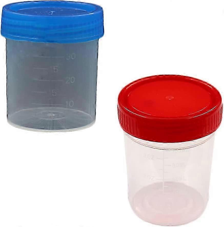 25-26 Reusable Plastic Graduated sterile Sample Cup Container with lid 40 ml 5 Pieces