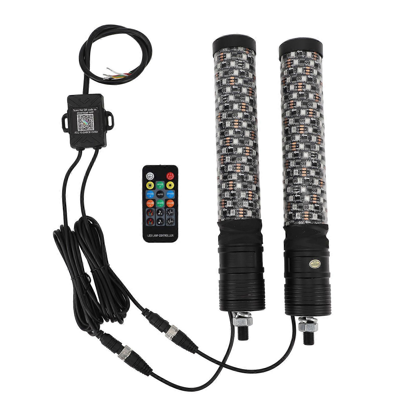 2 قطعة RGB سوط ضوء ل UTV ATV للماء عن بعد 366 أوضاع