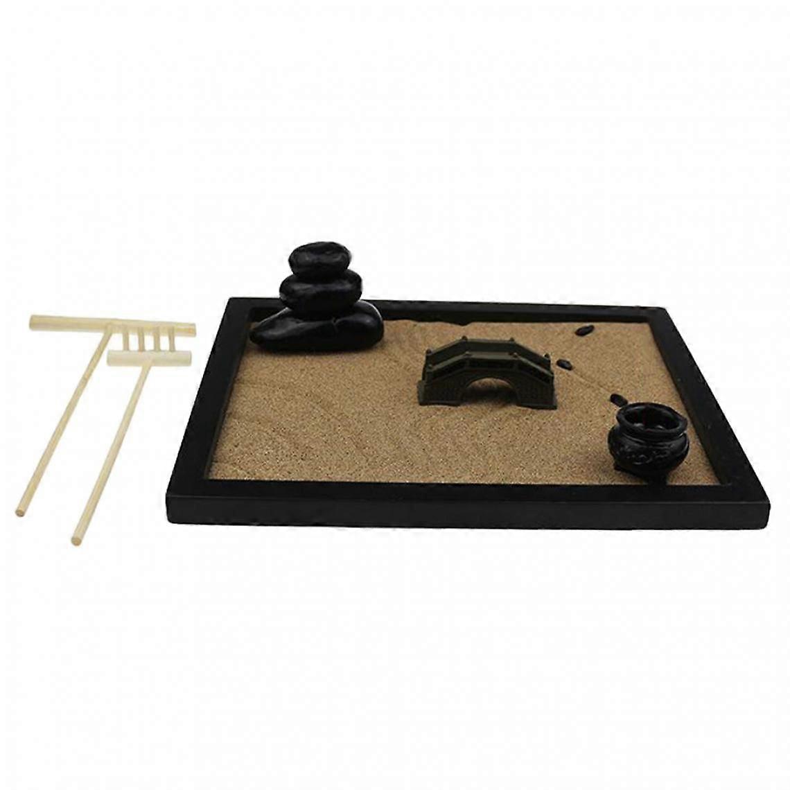 Table Desk Desk The Meditation Zen Garden Classic Set with Delivery Rake with Base Desk Tray Rock Sand Set for Zen