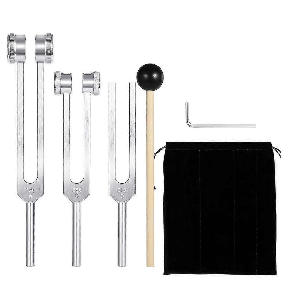 (128hz, 256hz, 512hz)tuning Fork Set, Tuning Forks With Reflex Hammer For //sound / Repair