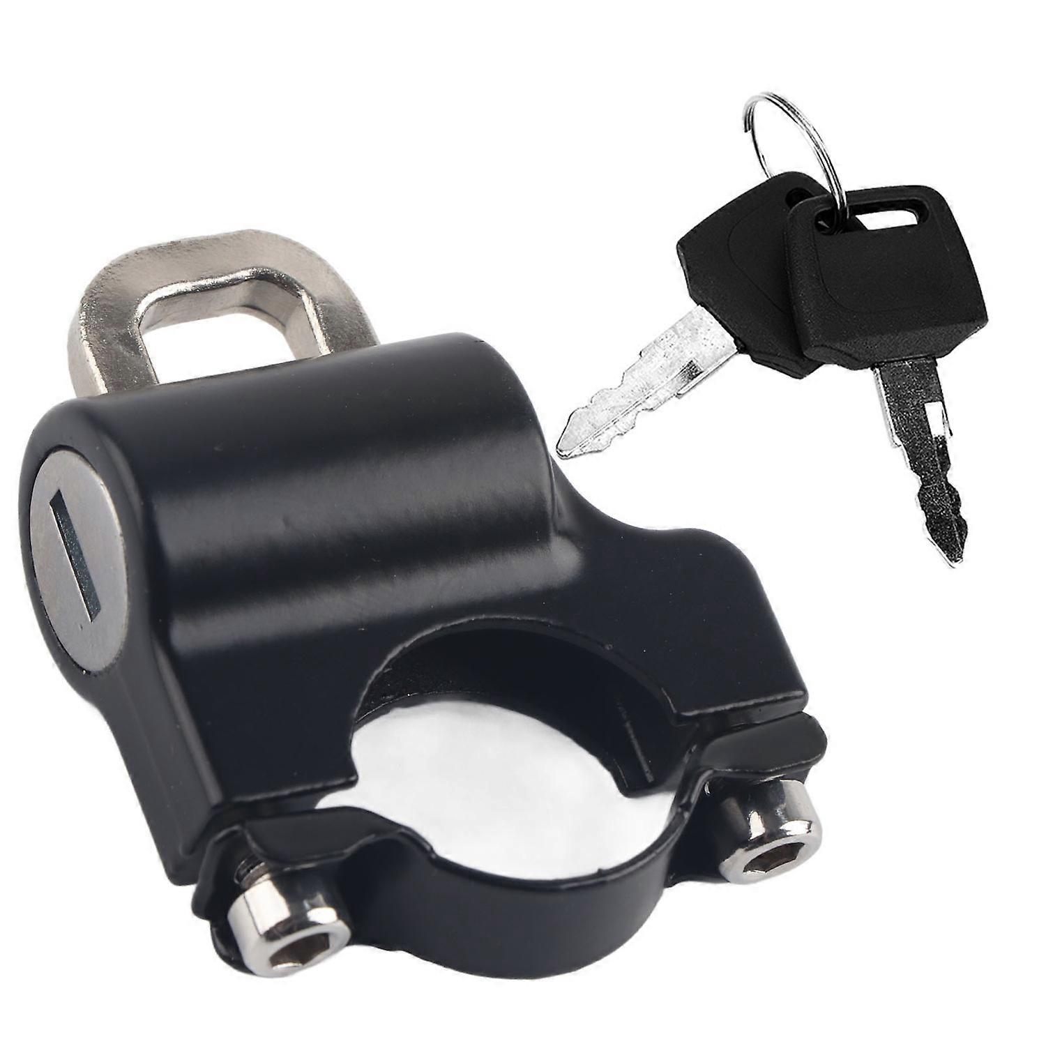 22mm Handlebars Universal Motorcycle Helmet Security Lock Padlock with 2 Keys (Black)