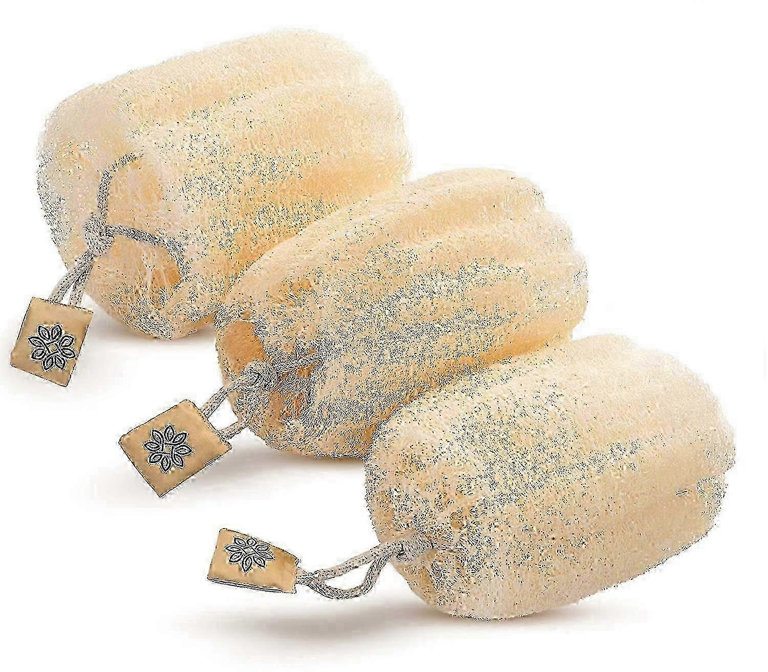Natural Real Egyptian Shower Loofah Sponge That Will Get You Clean and Not Just Spread Soap (3 lufa Pack).