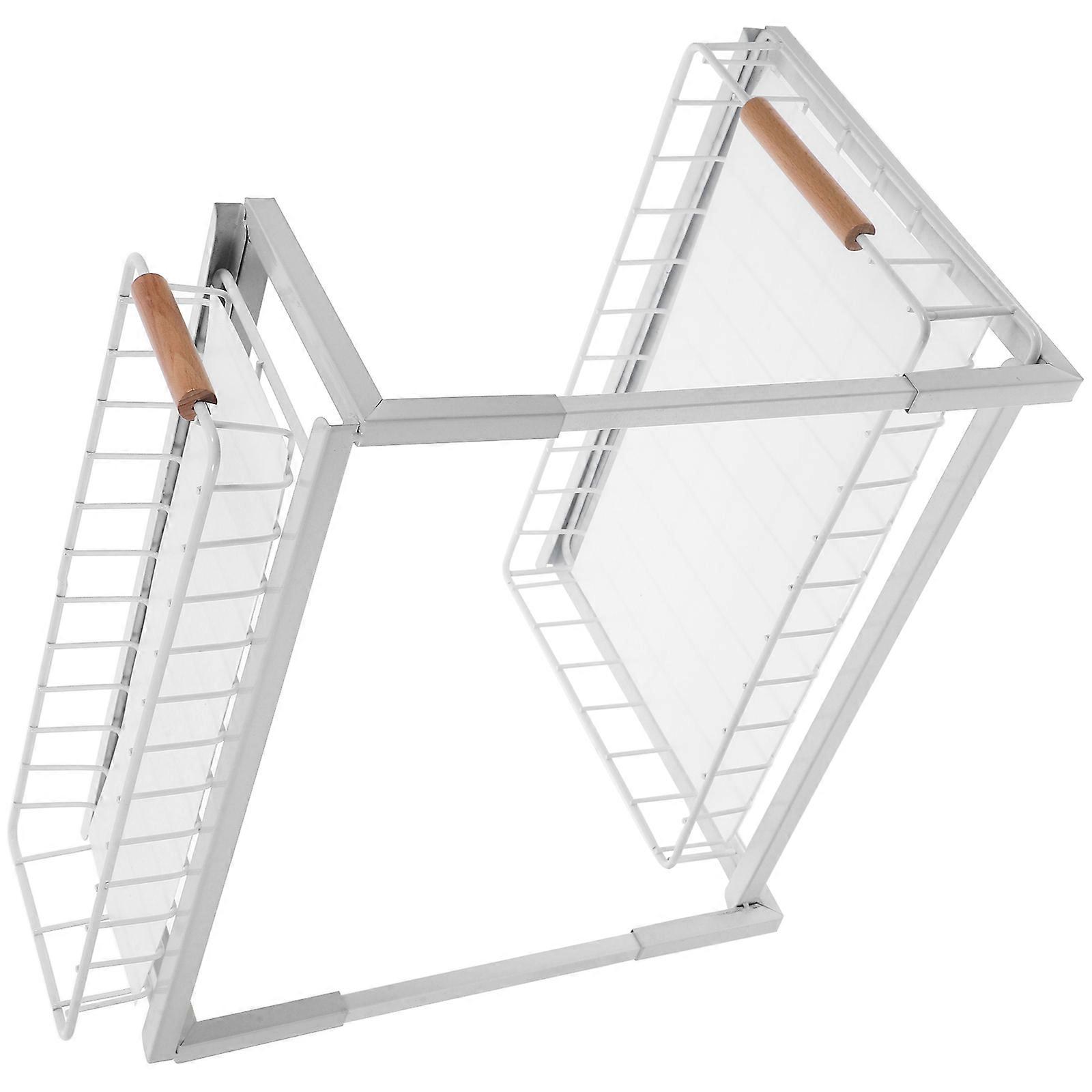 White Kitchen Storage Rack Under Sink Organizer with 2-Tier Cabinet Shelf