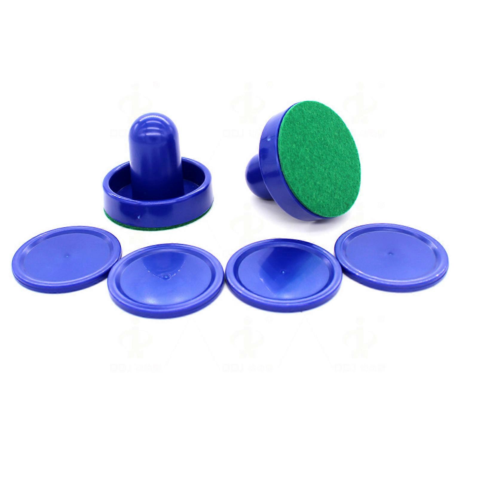 Table Hockey Pusher Set Standard Plastic Air Hockey Paddle and Pucks Goal Handle Pusher Replacement Part Easy to Use  Royal blue push hand
