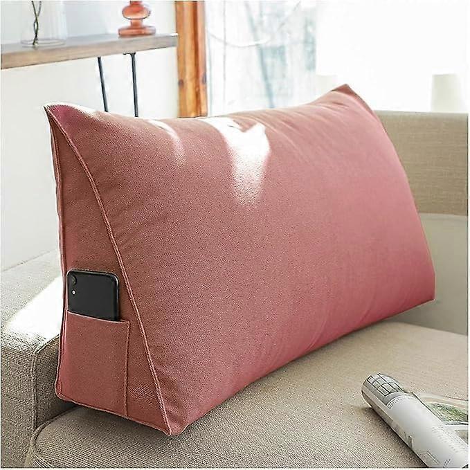 Bed Reading Pillow with Lumbar Support Backrest Cushion for Sofa or Headboard, Removable Cover, Bean Paste Pink 100x35x20cm
