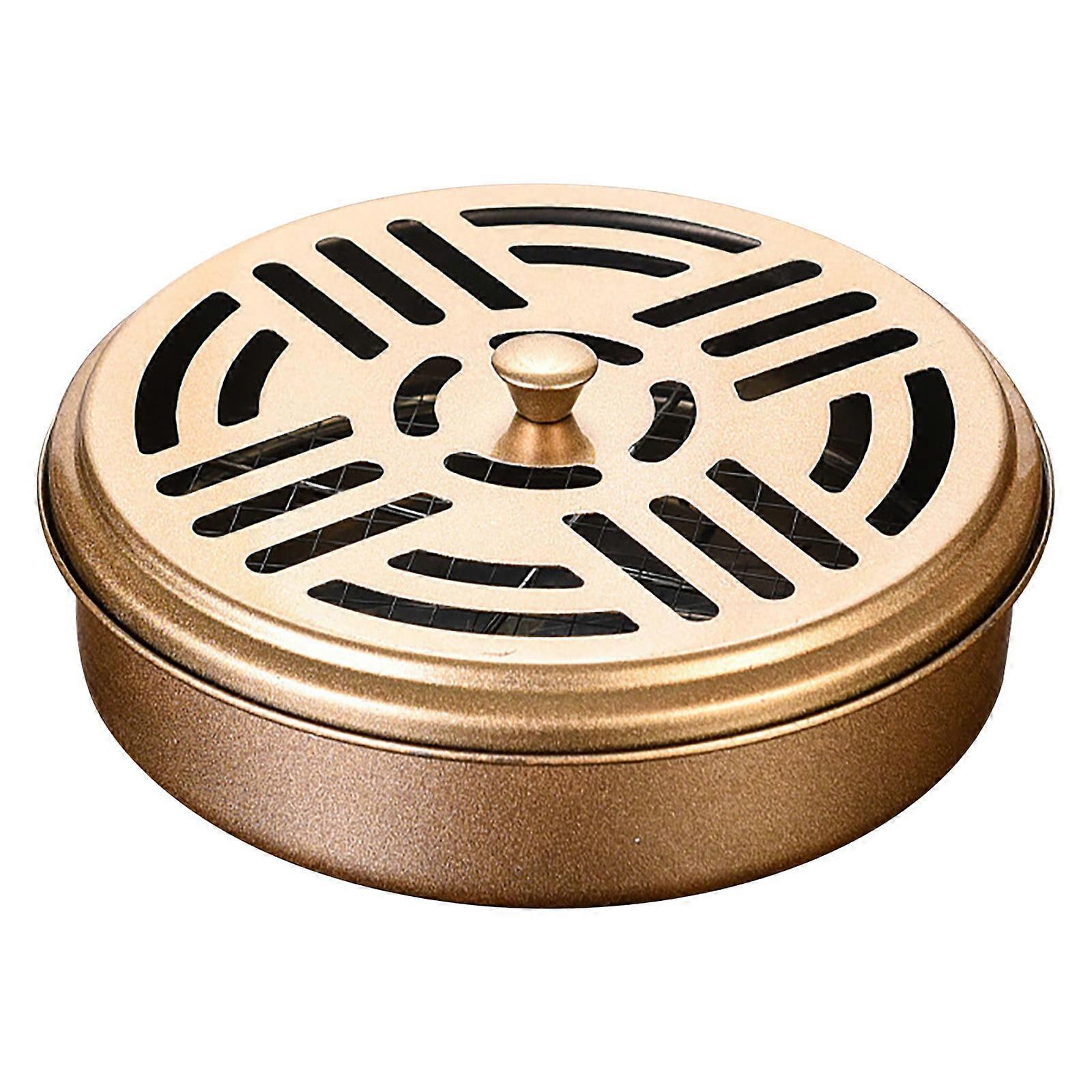 Dengmore Classical Design Portable Mosquito Coil Holder Box Iron Case Holder with Lid for Home