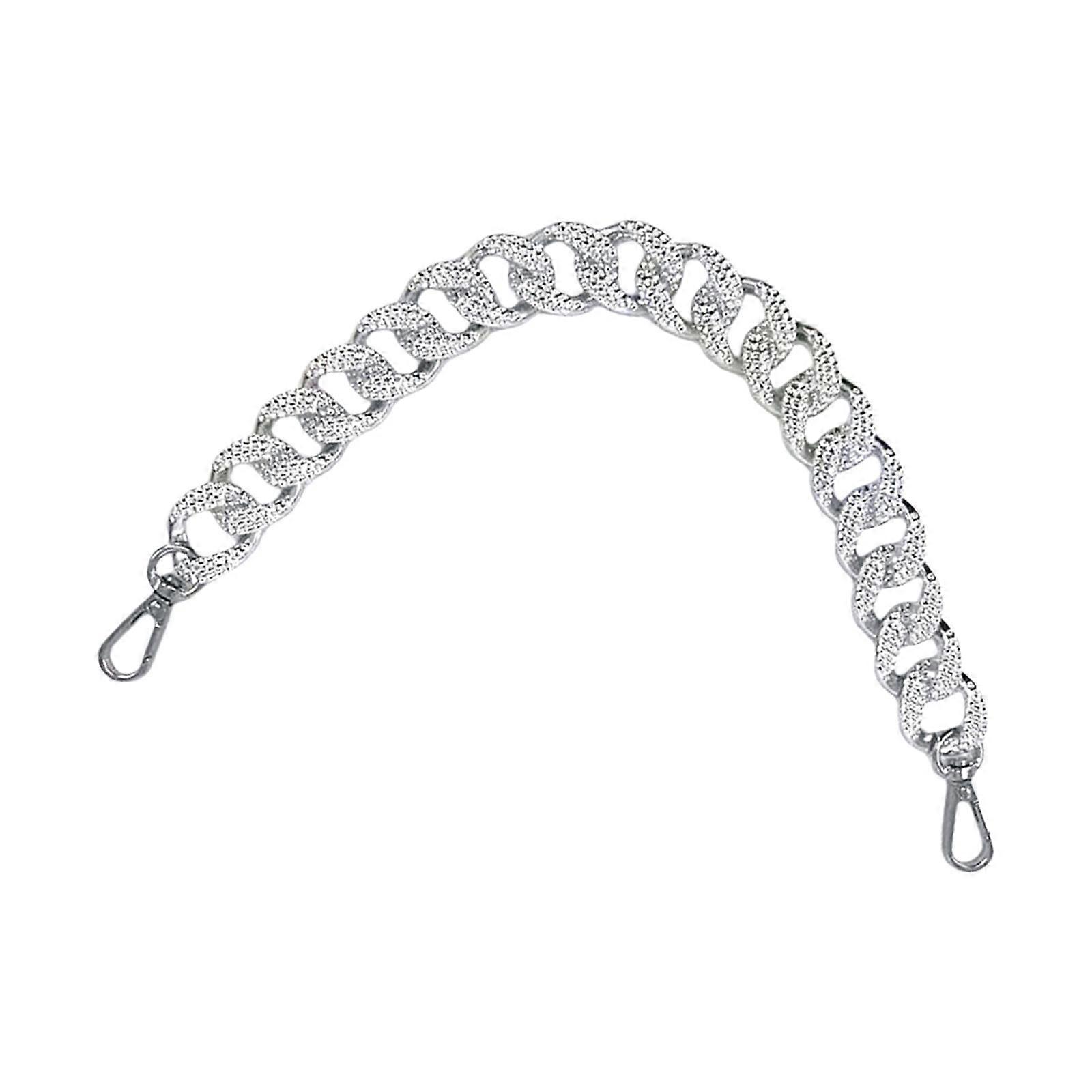 حقيبة سلسلة مسطحة بلاستيكية مقبض حزام محفظة مع أبازيم للمرأة DIY حقيبة يد مقبض صنع الحرف اليدوية اكسسوارات الفضة