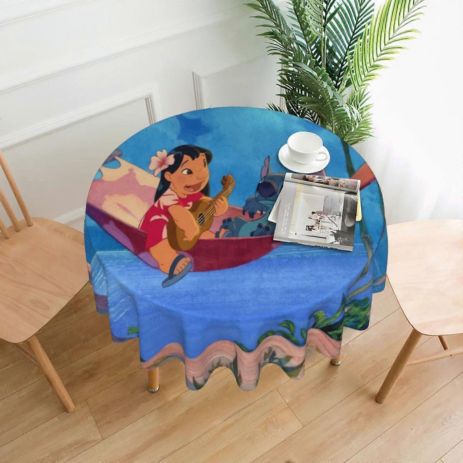 Stitch Rectangular Tablecloth 60in, Water Resistance Antiwrinkle Spillproof Soft Fabric for Dining Room, Parties, compatible with Holiday Decorations