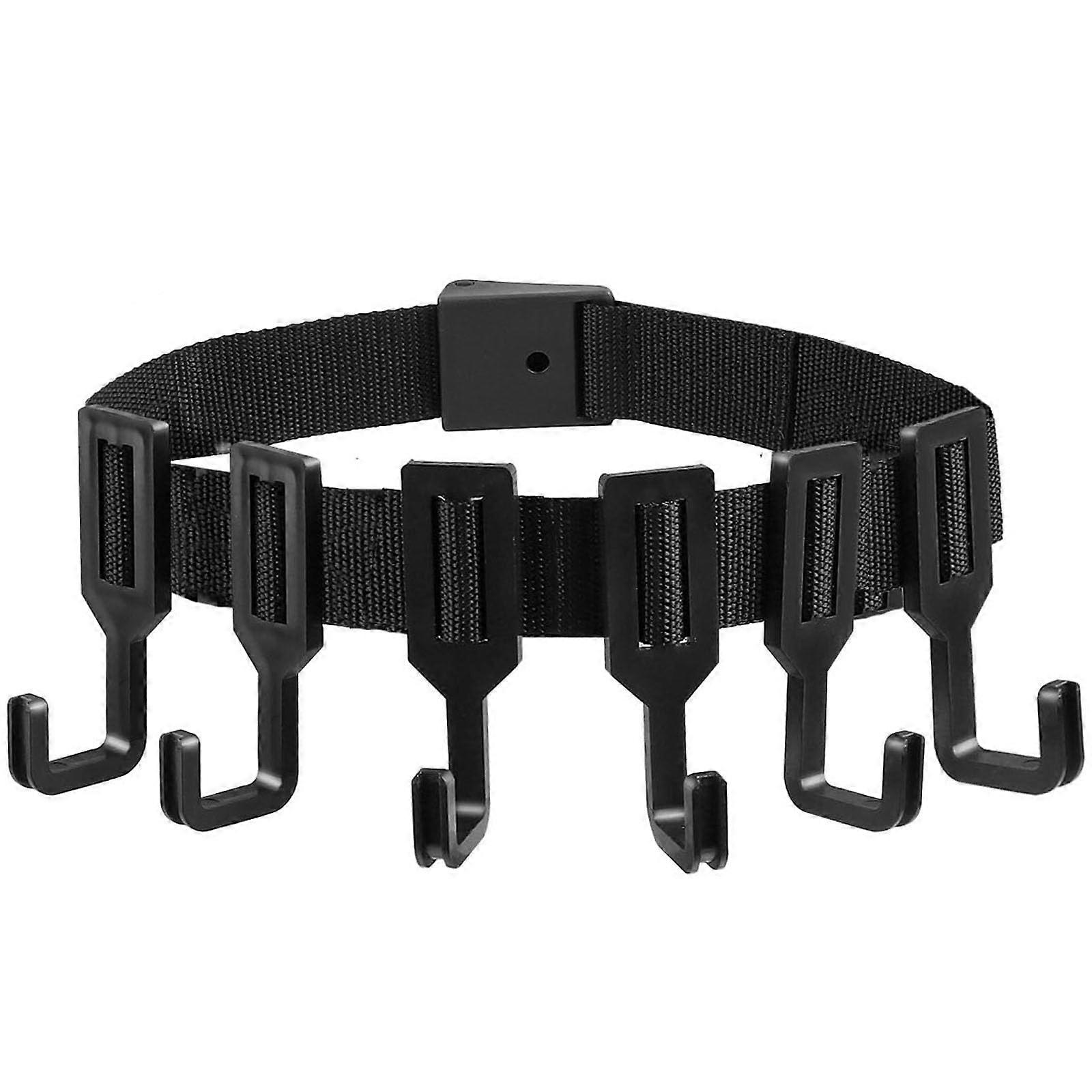 Treestand Strap Gear Hanger with 5 Large Hooks for Hunting, Camping, Hiking, Tree Stand Bow Holder, Black