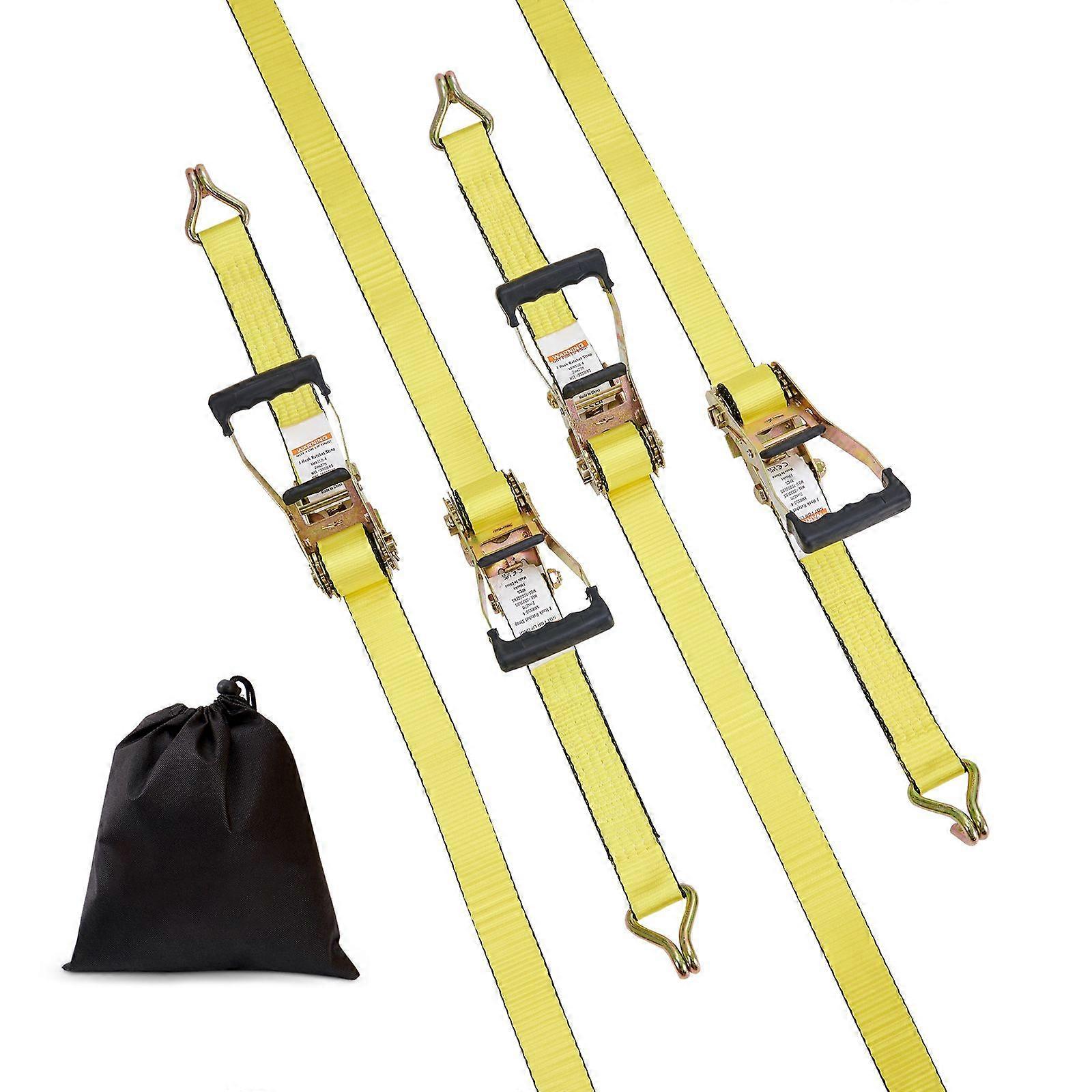 Ratchet Tie Down Straps (4PK), 10000 lb Break Strength,Includes 4 Premium 2" x 27' Rachet Tie Downs, for Moving Securing Cargo