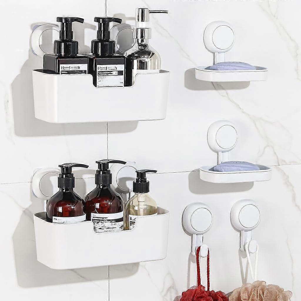 Shower Caddy 6 Pack Bathroom Organizer with Adhesive NoDrill Install, Rustproof Removable Shelves
