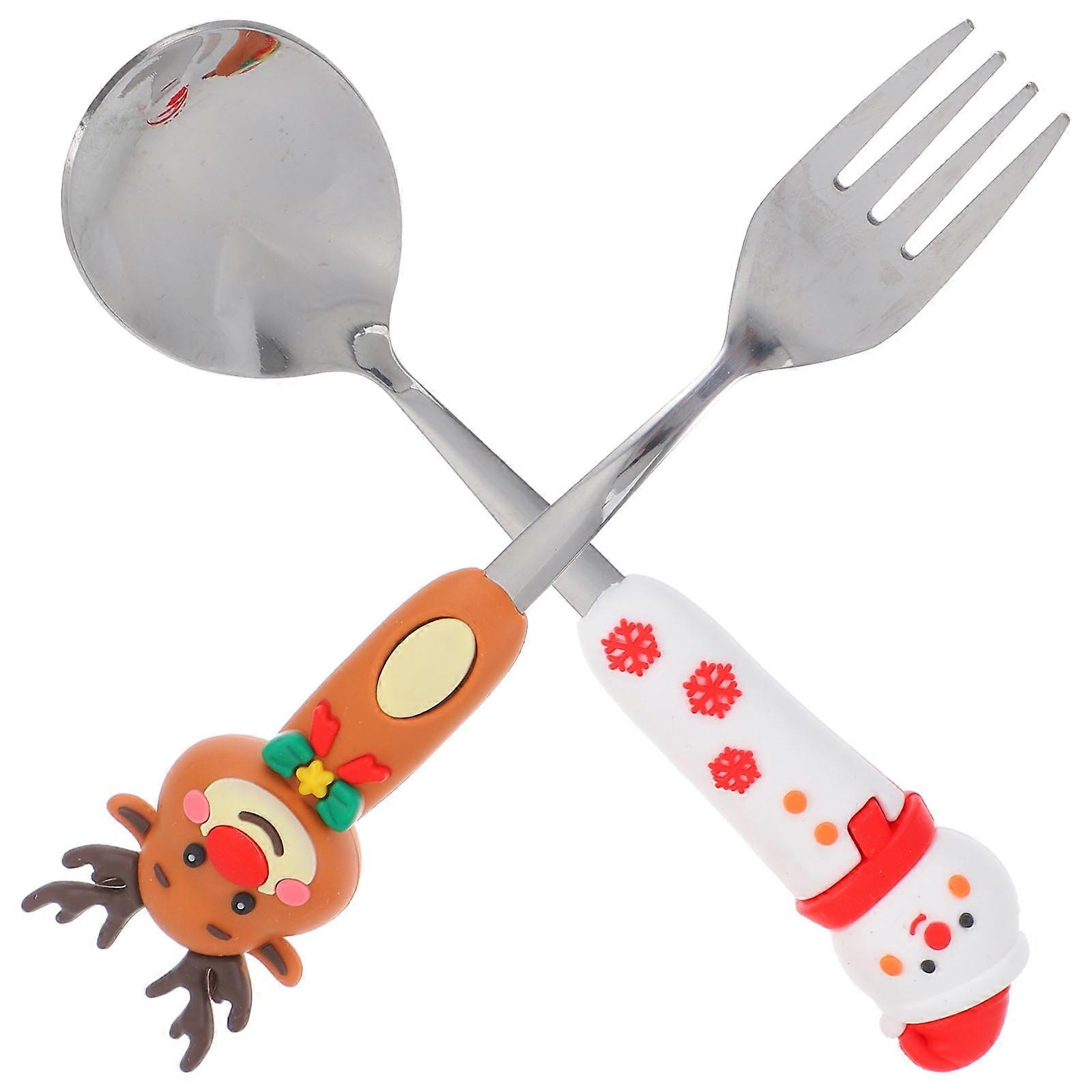 PVC Christmas Fork and Spoon Set for Parties and Desserts 1Set