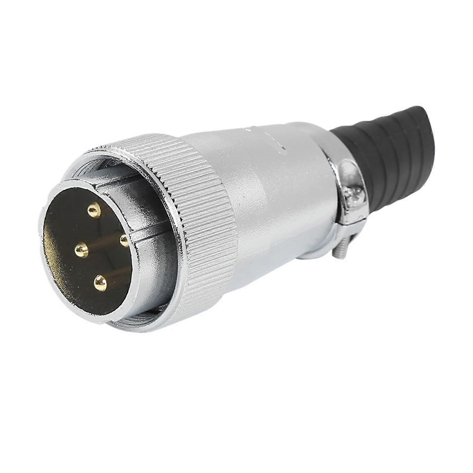 WS32 4 Pin Male Aviation Connector Silver Circular Electrical Plug with Durable Metal Shell