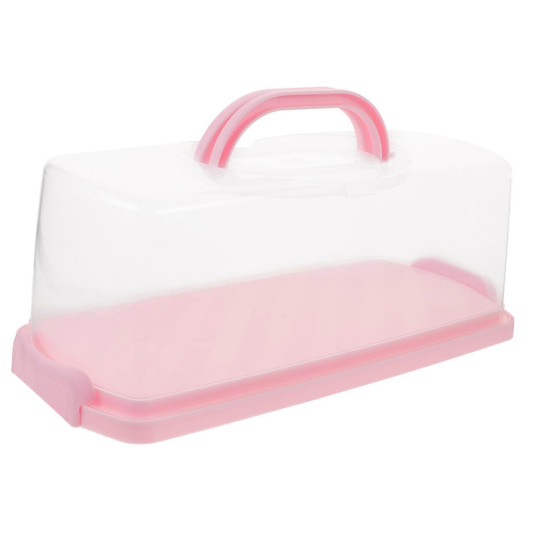 Cake Carrier with Handle and Secure Locking Clamps, Clear Lid Cake Storage Container for Transport