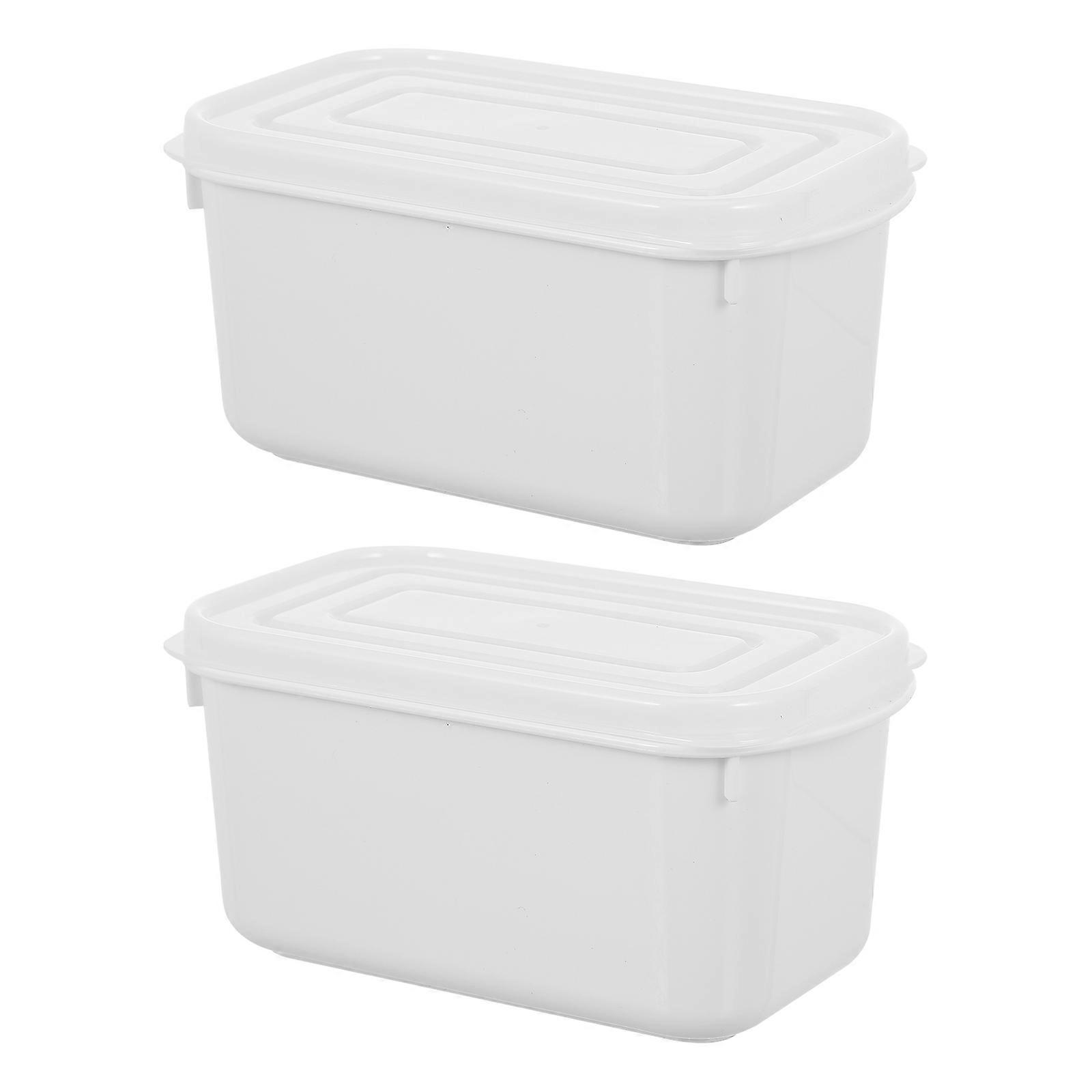 2pcs Butter Boxes Food Crisper Preservation Boxes Butter Storage Cases (White)