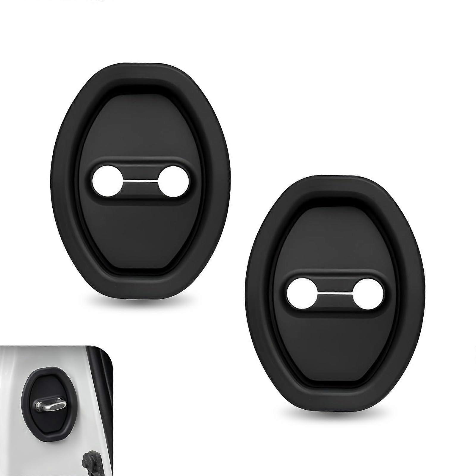 Car Door Lock Cover Silicone Noise Reduction Rustproof Latch Protector Easy Install Black 2PCS