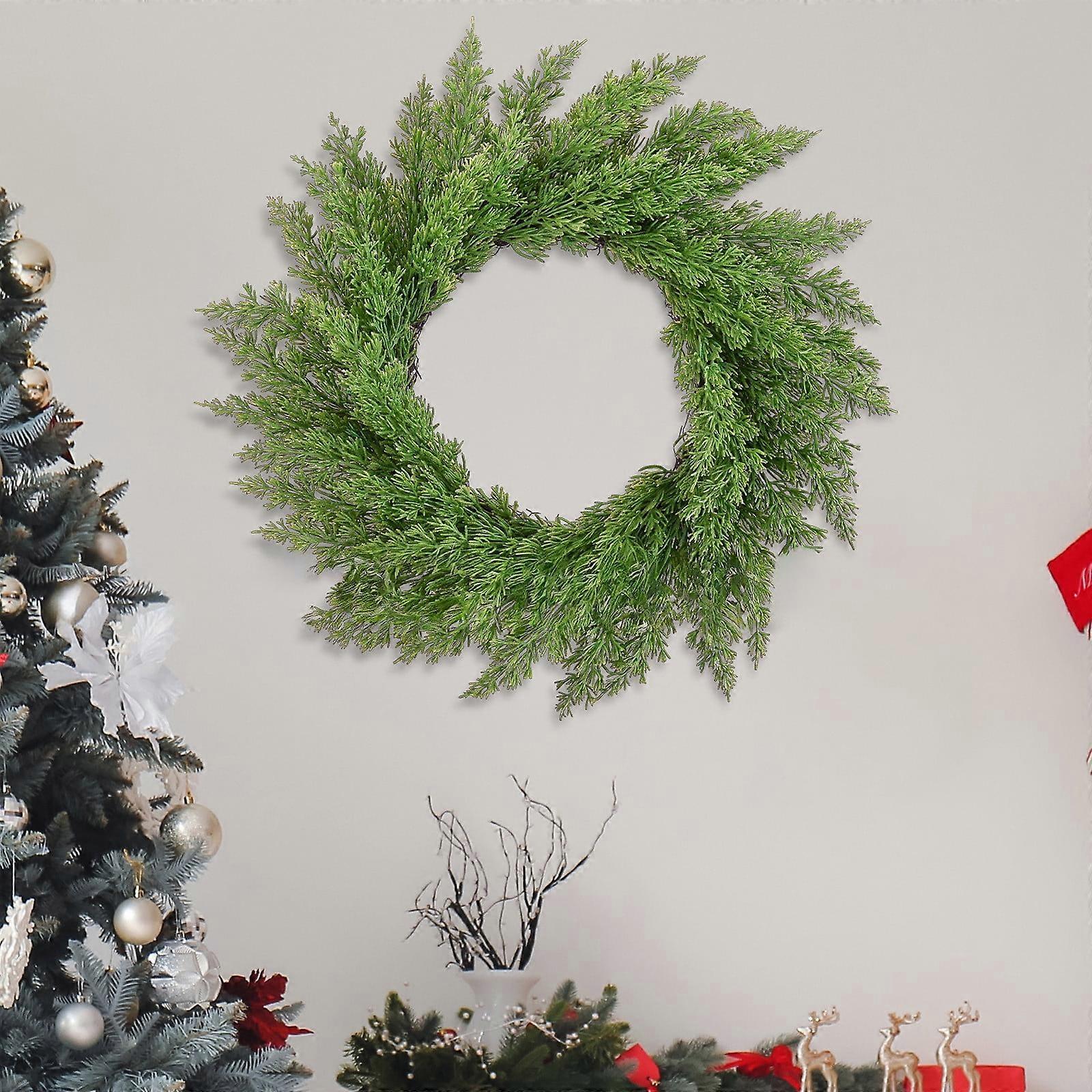 Txmfgh 17.7Inch Artificial Green Winter Wreath - Large Christmas Decor for Front Door, Indoor/Outdoor Use, Elegant Holiday Centerpiece