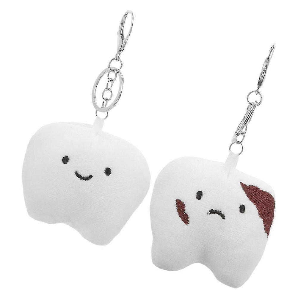 Stuffed Tooth Keychains Plush Fluffy Keychain Decorative 2Pcs